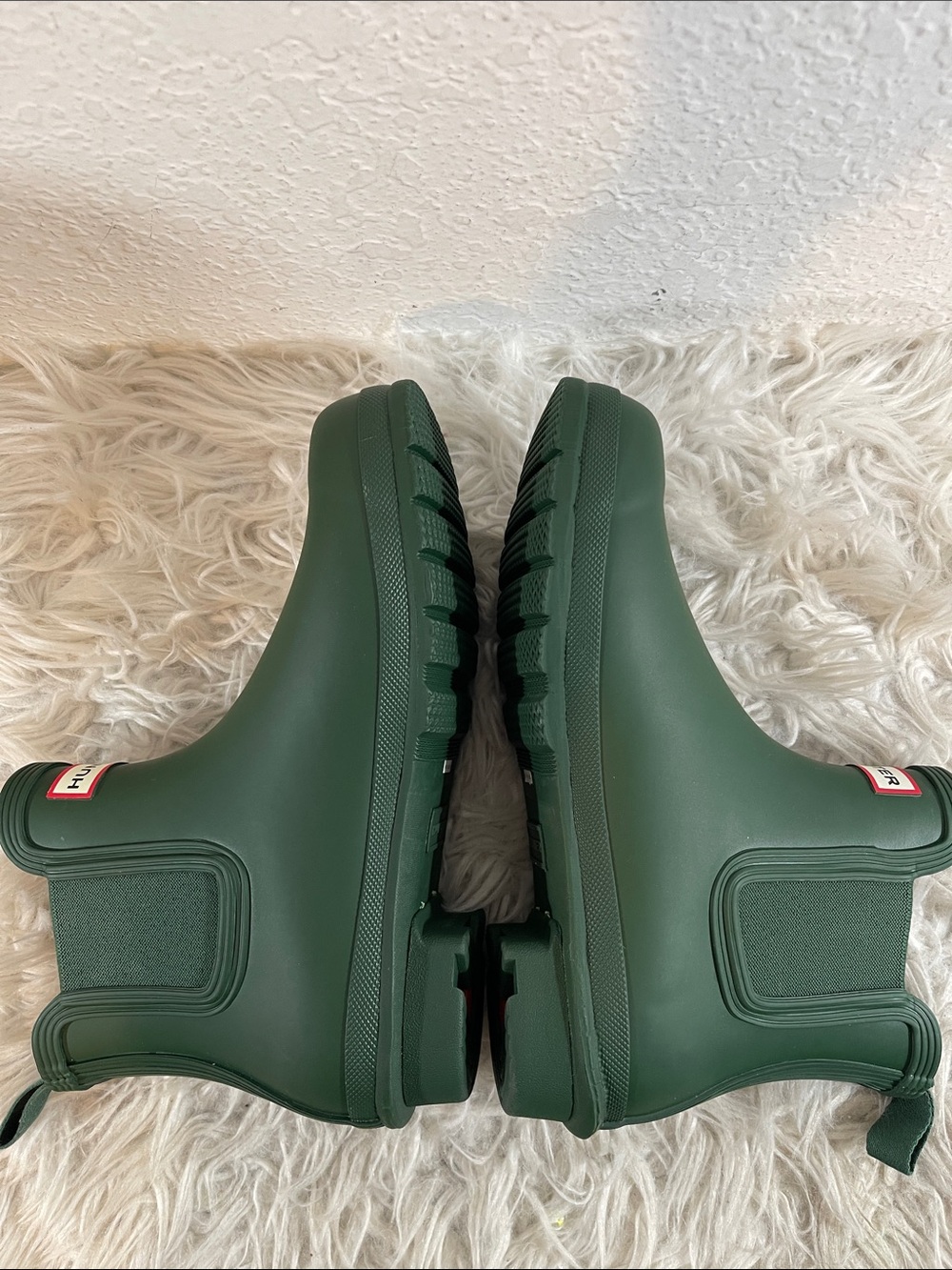 HUNTER Original Chelsea Boots Green Slip-On Rubber Ankle Boots Size 10 NEW - Picture 8 of 14